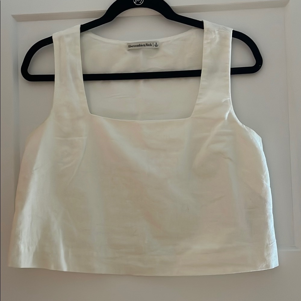 Abercrombie & Fitch White Boxy Crop Tank